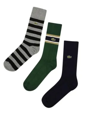 3-Pack Calcetines Lacoste Gris Rayas Hombre