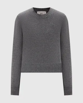 Gray wool cashmere sweater Ami de Coeur embroidery