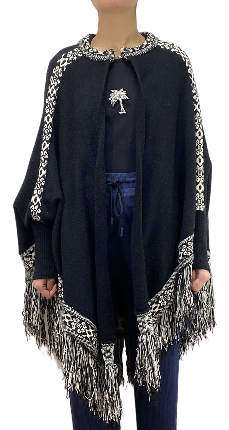 ANTHROPOLOGIE Poncho Blanco y Negro