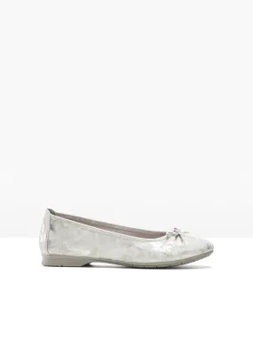 Metallic Silver-Gray Ballerinas