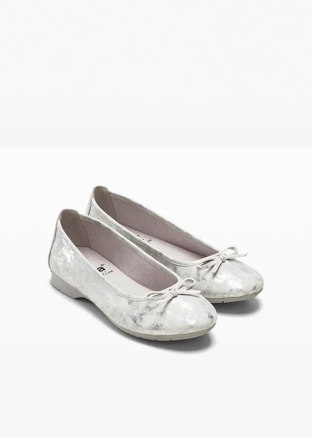 Metallic Silver-Gray Ballerinas