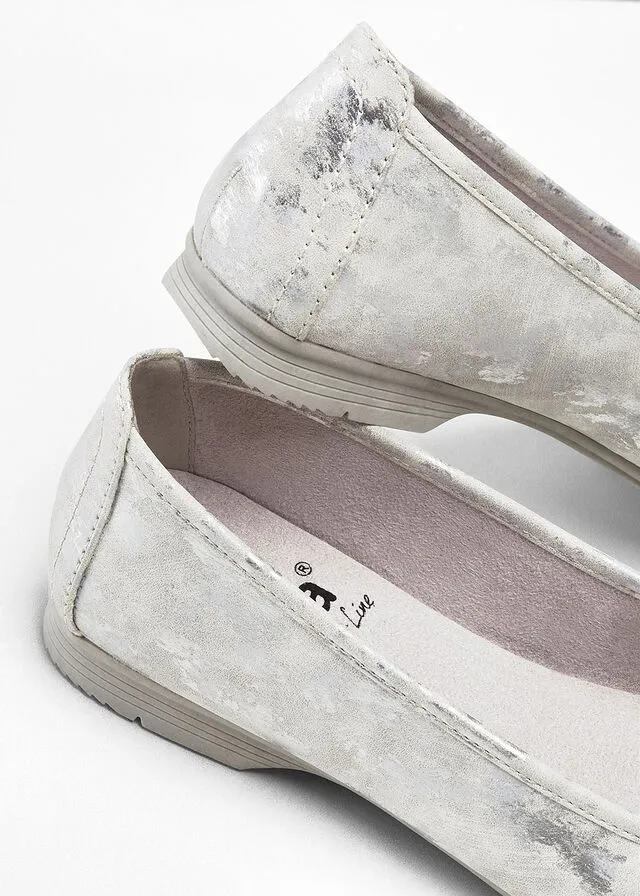 Metallic Silver-Gray Ballerinas