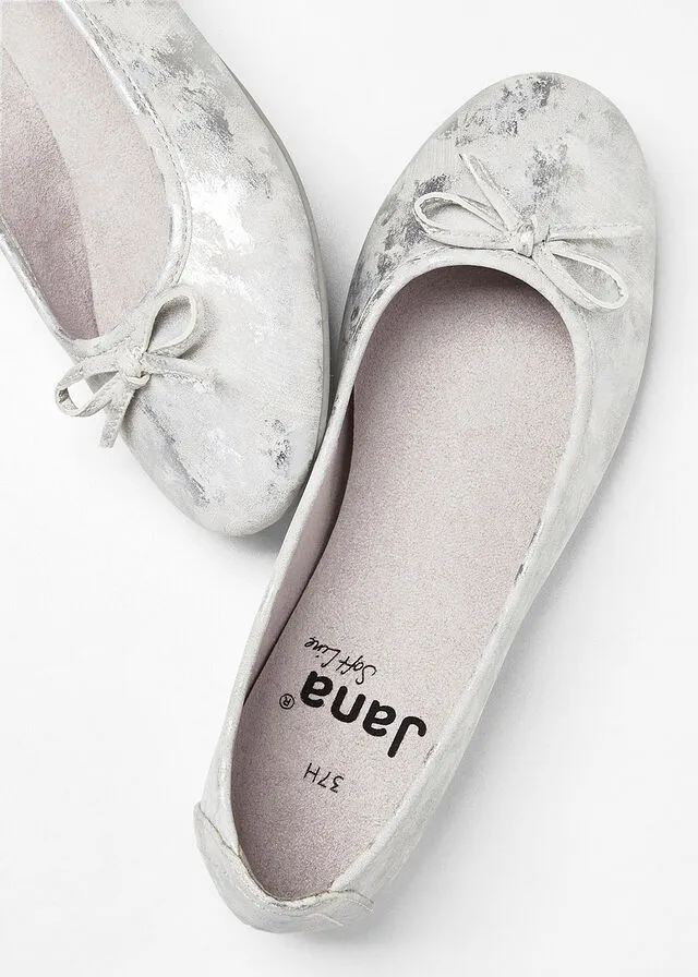 Metallic Silver-Gray Ballerinas