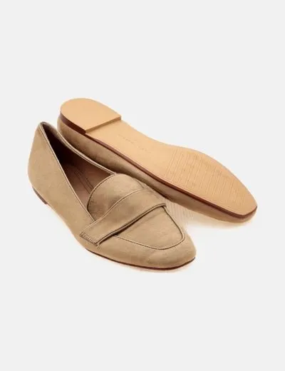 Basic beige beige moccasin by Zara