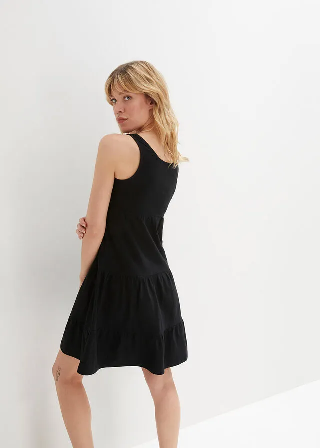 Black short cotton jersey dress