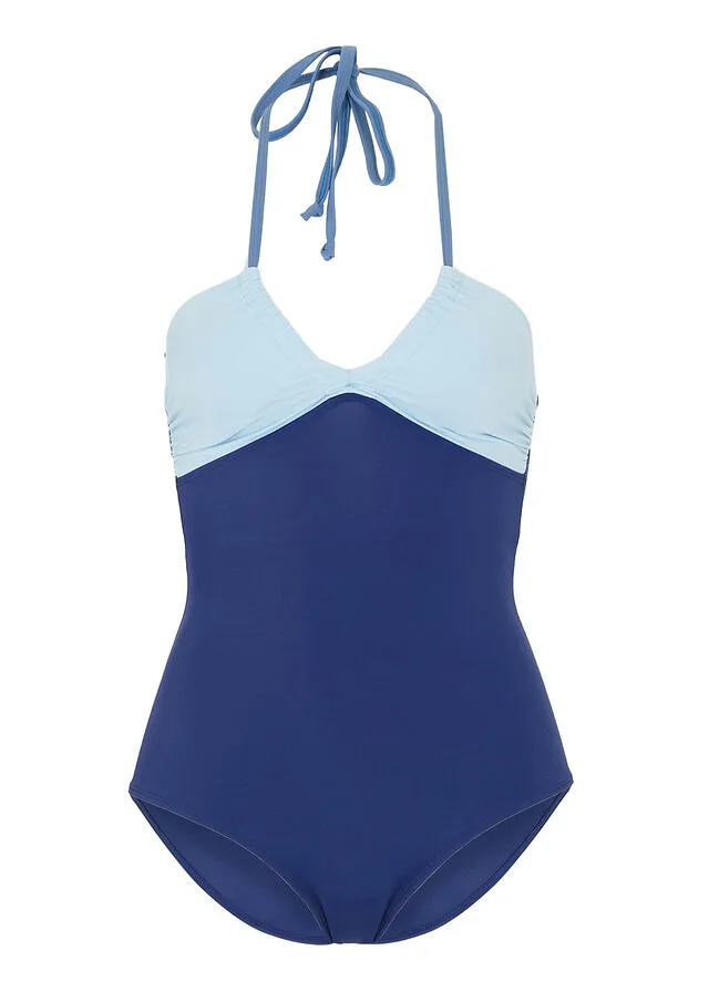 Recycled Poliamide Navy Blue-Denim-Light Blue Swimsuit