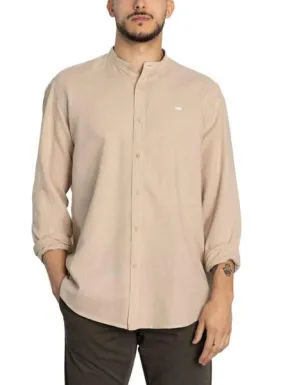 Beige Linen Mao Shirt for Men by Klout.