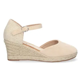 beige women's comfortable wedge espadrille sandals