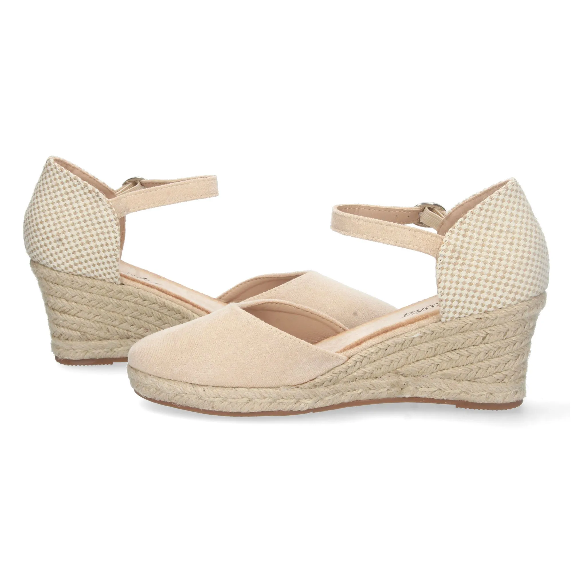 beige women's comfortable wedge espadrille sandals