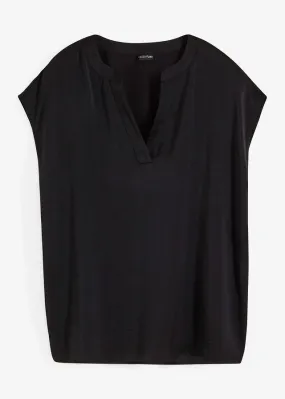 Black Satin Blusa