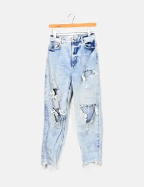 Blue Bershka Mom Fit Denim Jeans