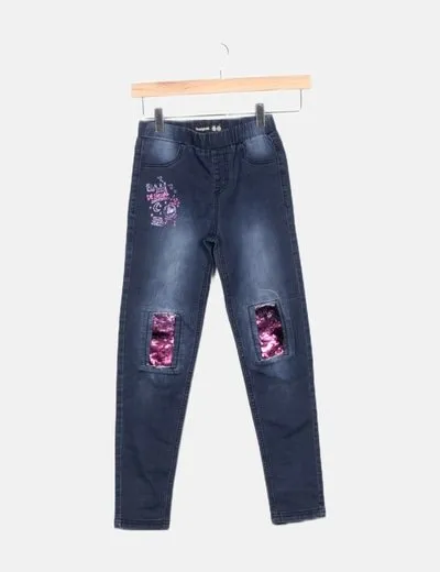 Blue sequin skinny Desigual jeans