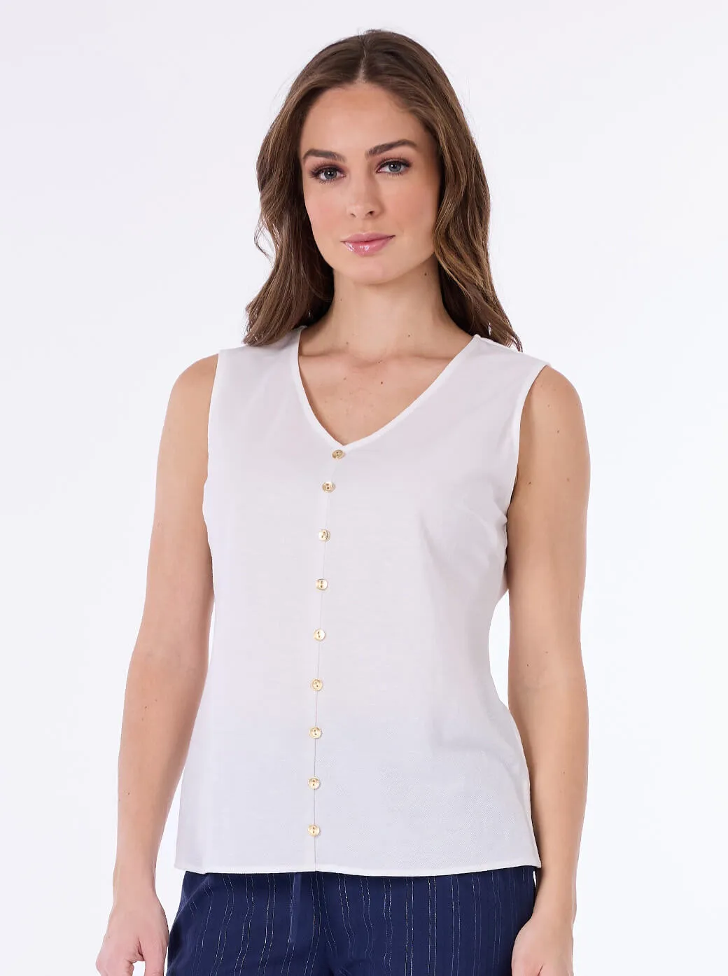 Blusa blanca escote V Aura