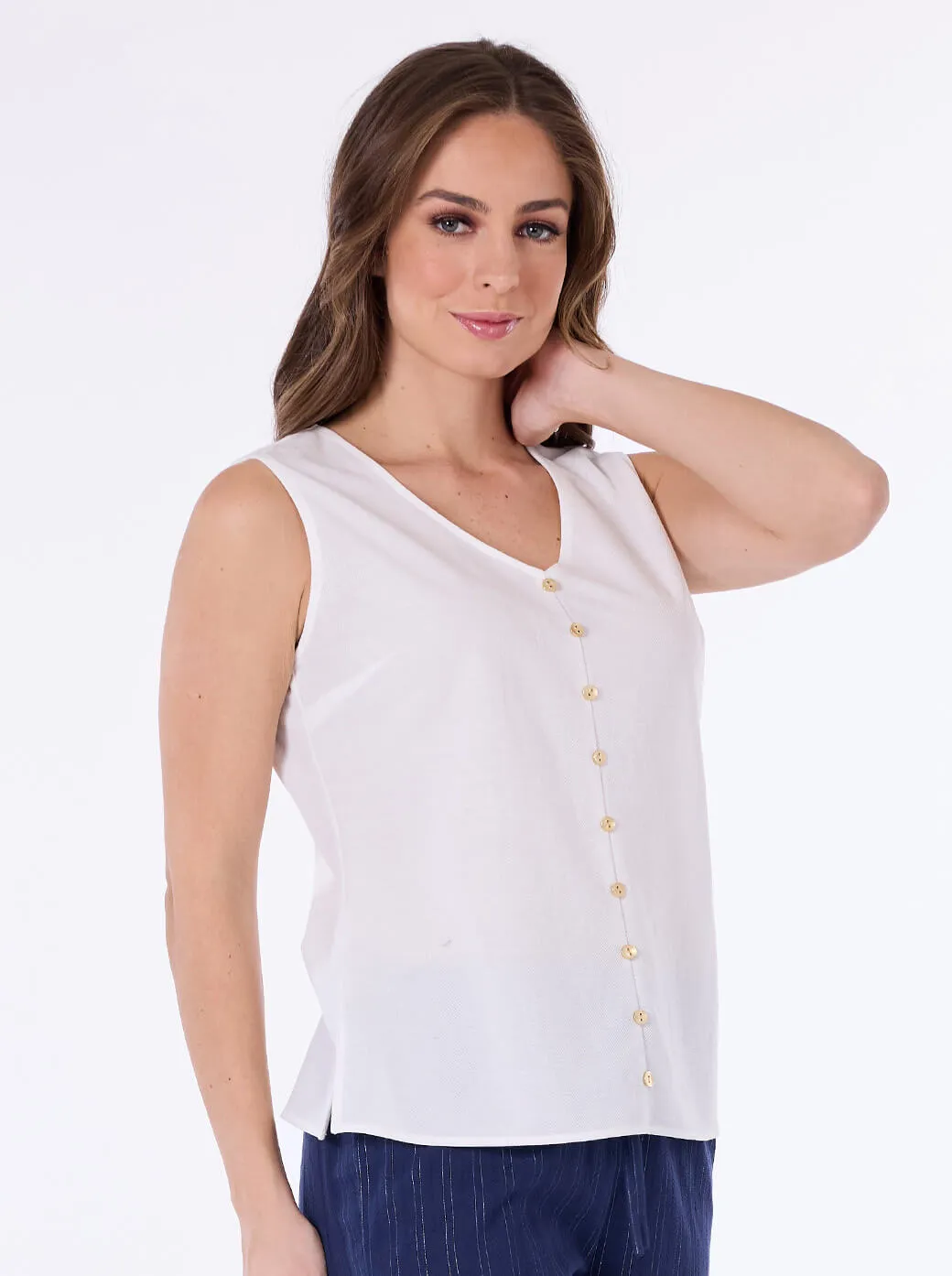 Blusa blanca escote V Aura