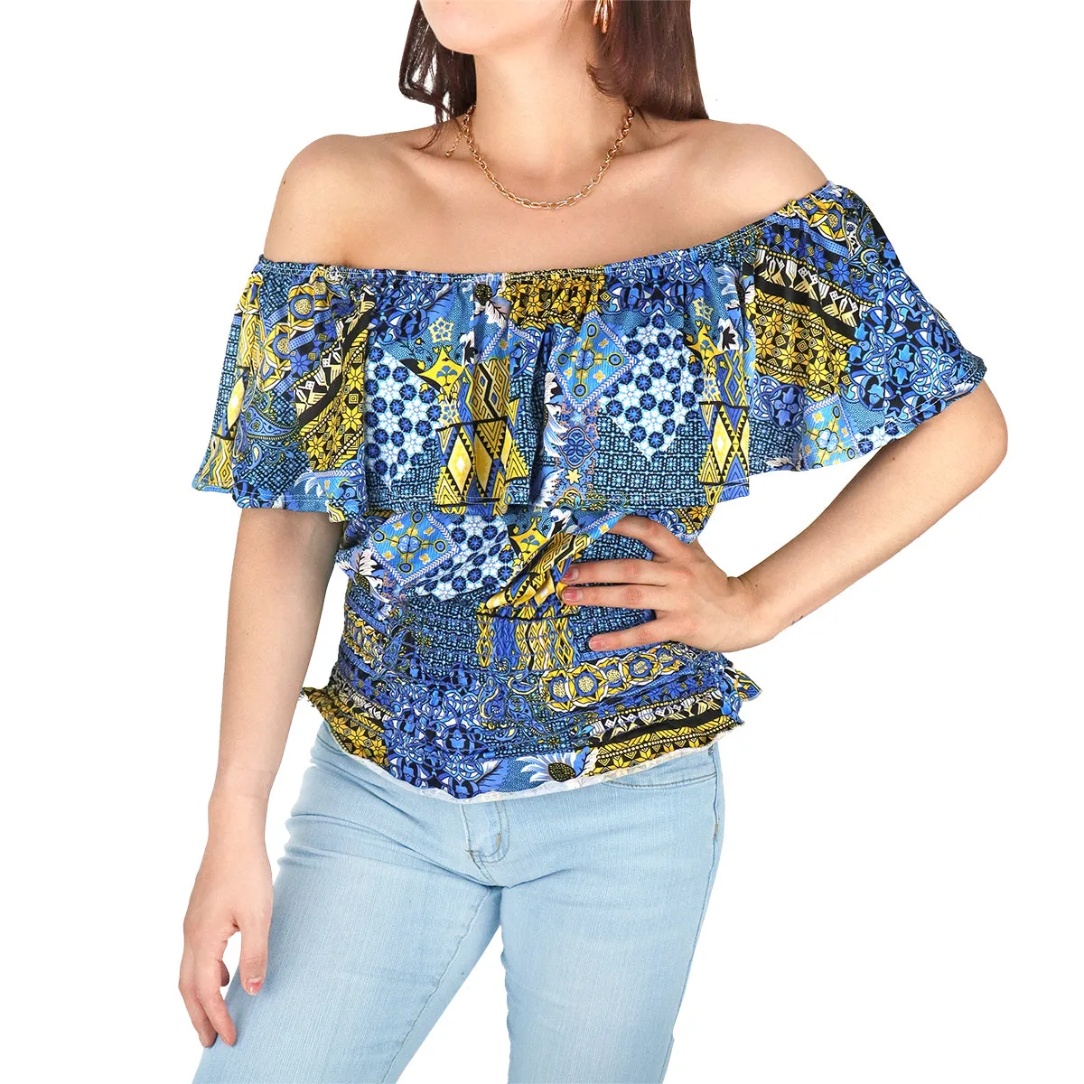 Blusa Campesina para Dama, color Azul