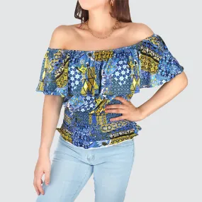 Blusa Campesina para Dama, color Azul