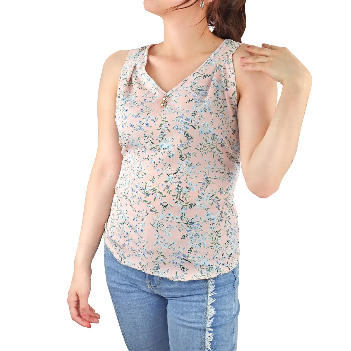 Blusa Casual con Cuello V para Dama, color Rosa