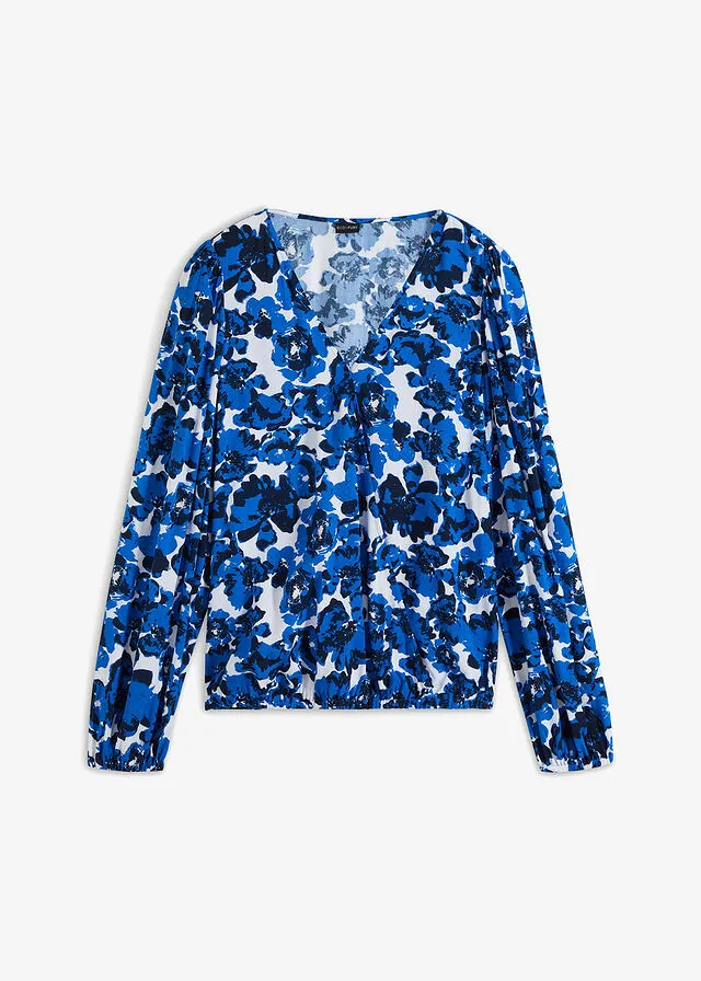 Floral Blue Crossed Blouse