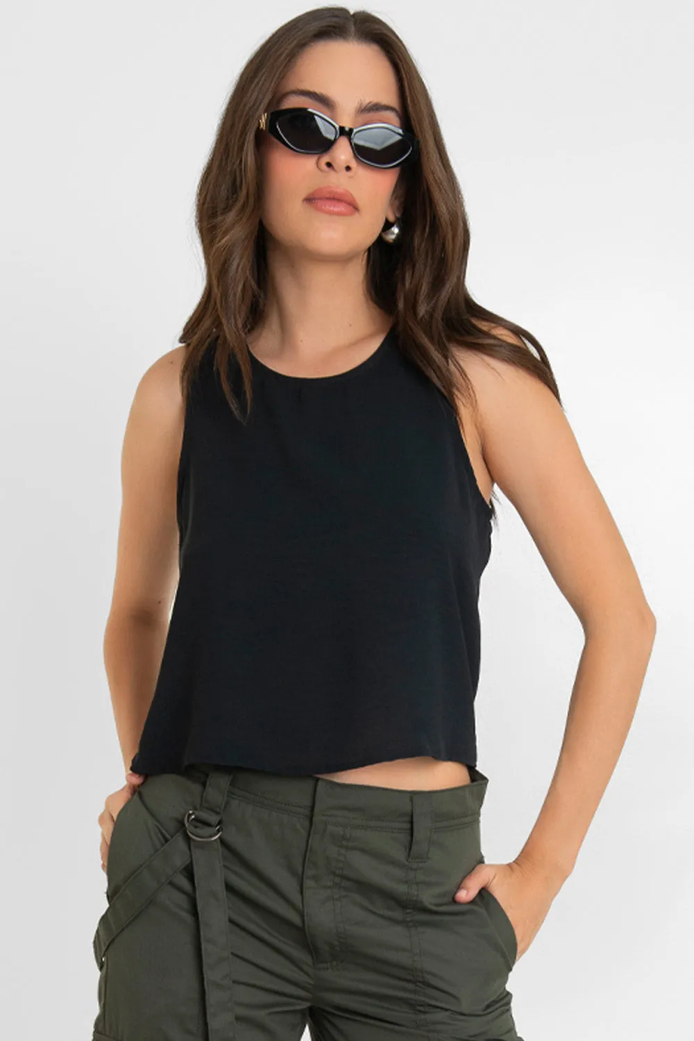 Blusa sin mangas cuello redondo