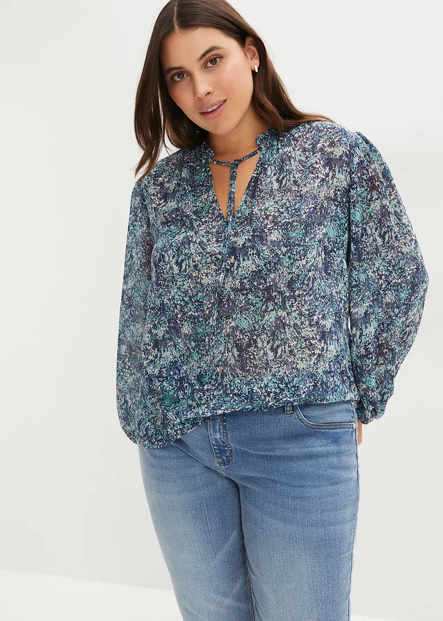 Blue Printed Tunic Blouse