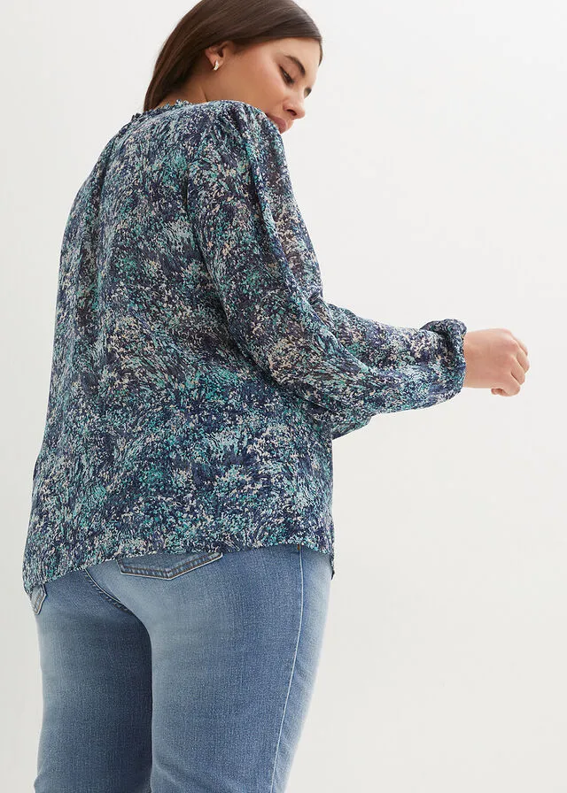 Blue Printed Tunic Blouse