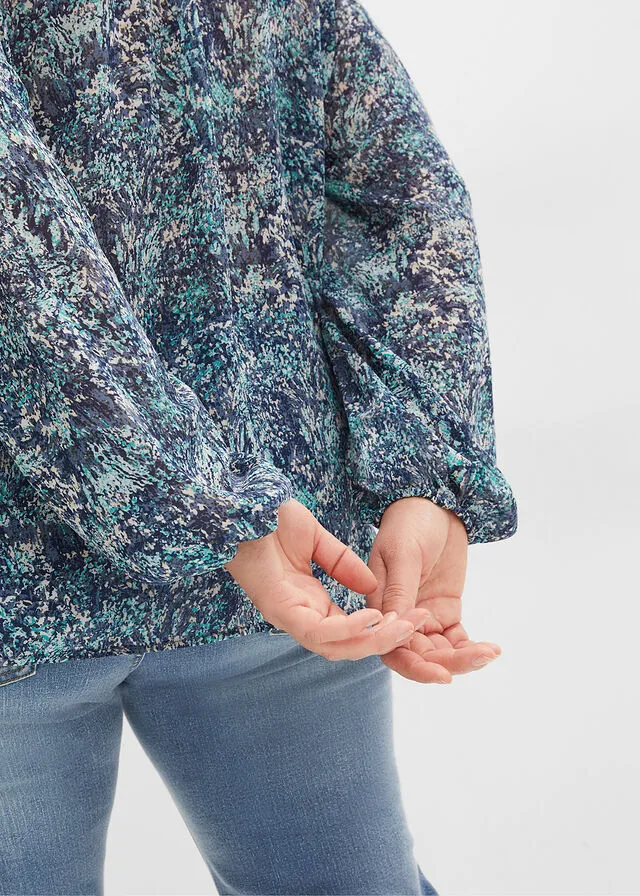 Blue Printed Tunic Blouse