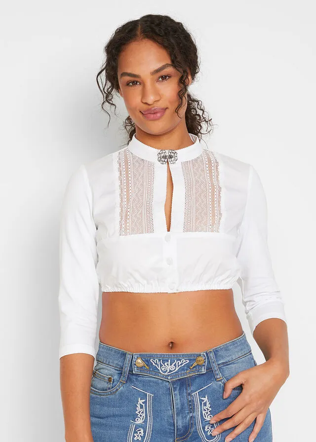 White Tyrolean Blouse