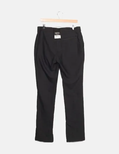 Boohoo black trouser zipper detail