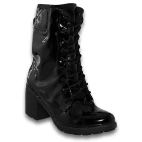 Botas Para Mujer Con Tacon Estilo 1710Bo5 Marca Botas Acabado Charol Color Negro