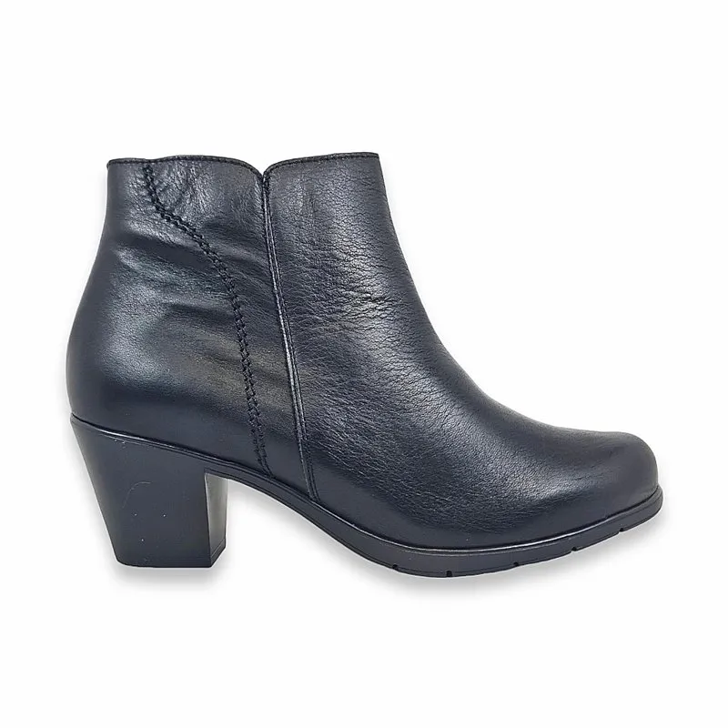 Comfortable Cuban Heel Women's Soft Leather Zipper Ankle Boots 70476 Black, by Tupie.