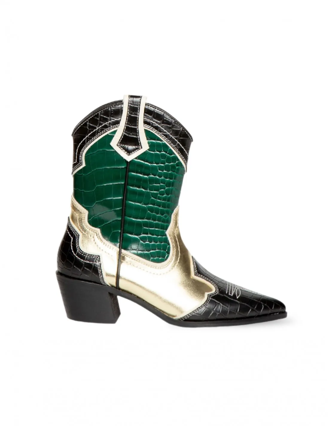 Botines Cowboy Metalizados Verde