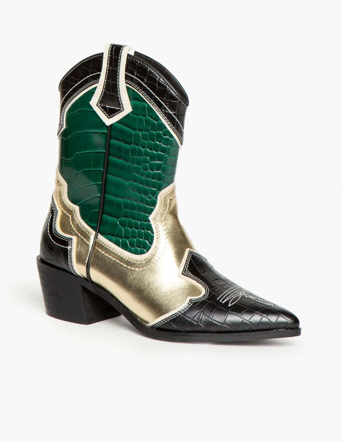 Botines Cowboy Metalizados Verde