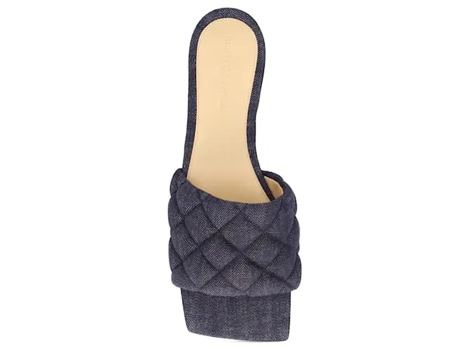 Bottega Veneta Sandalia baja acolchada en denim 10MM Azul 