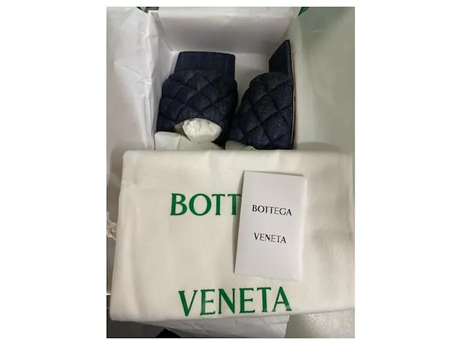 Bottega Veneta Sandalia baja acolchada en denim 10MM Azul 