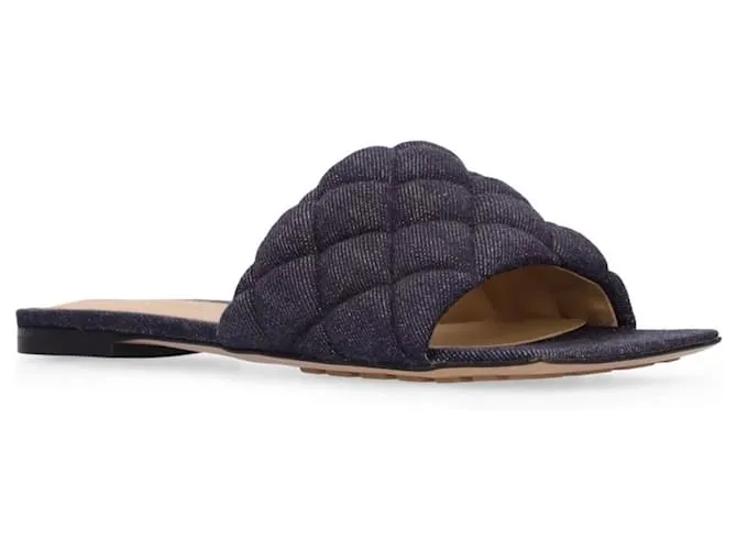 Bottega Veneta Sandalia baja acolchada en denim 10MM Azul 