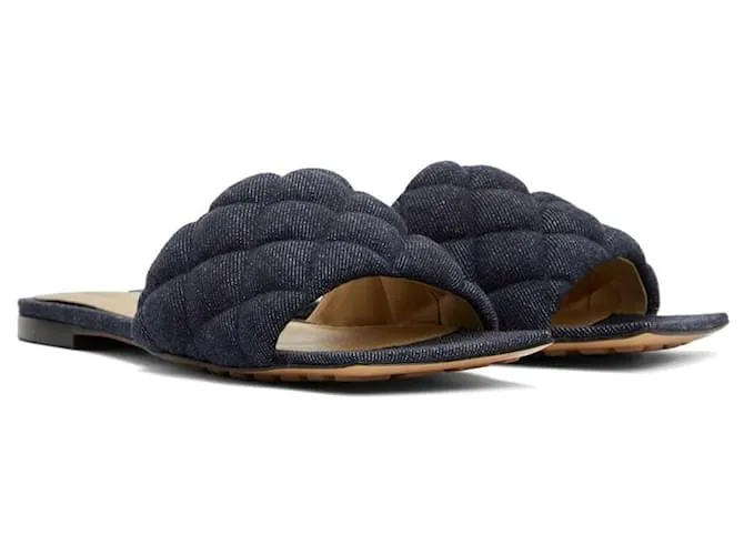 Bottega Veneta Sandalia baja acolchada en denim 10MM Azul 