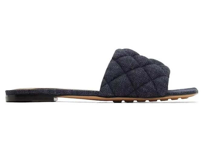 Bottega Veneta Sandalia baja acolchada en denim 10MM Azul 