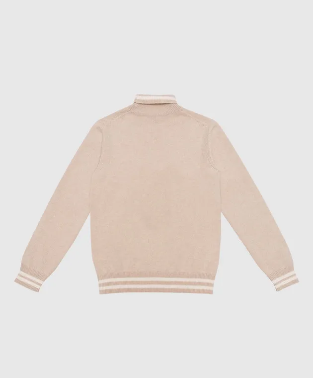 Children's beige cashmere sweater textured pattern