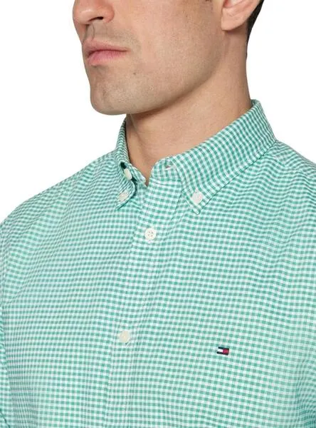 Tommy Hilfiger Men's Green Flex Textured Shirt