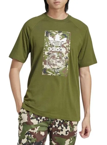 Men's Green Adidas Camo Tongue T-shirt