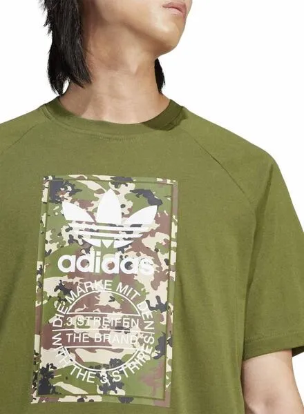 Men's Green Adidas Camo Tongue T-shirt