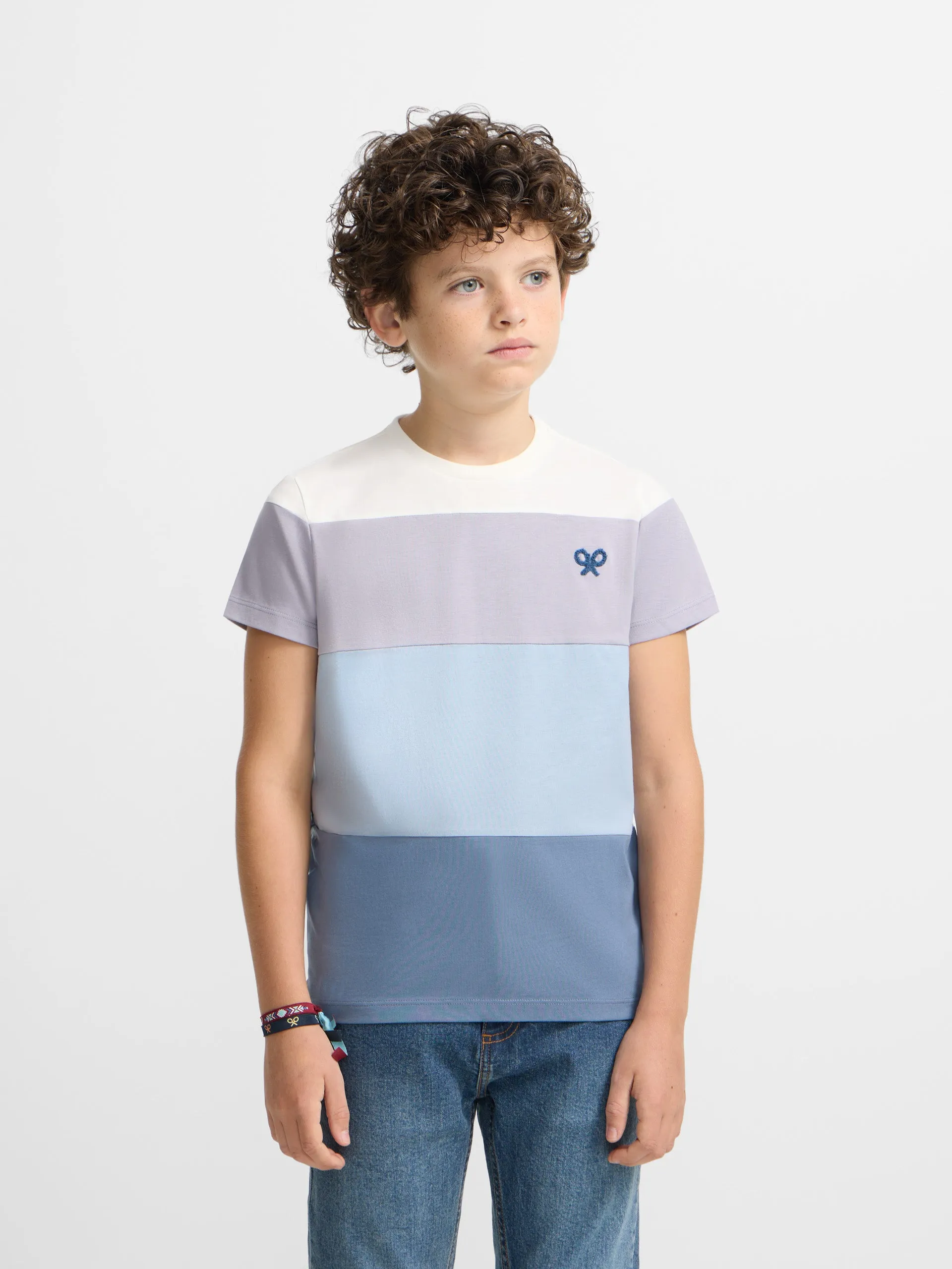 Camiseta kids rayas multicolor gris