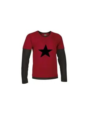 Black Star ML Shirt (Red with Black Sleeves)