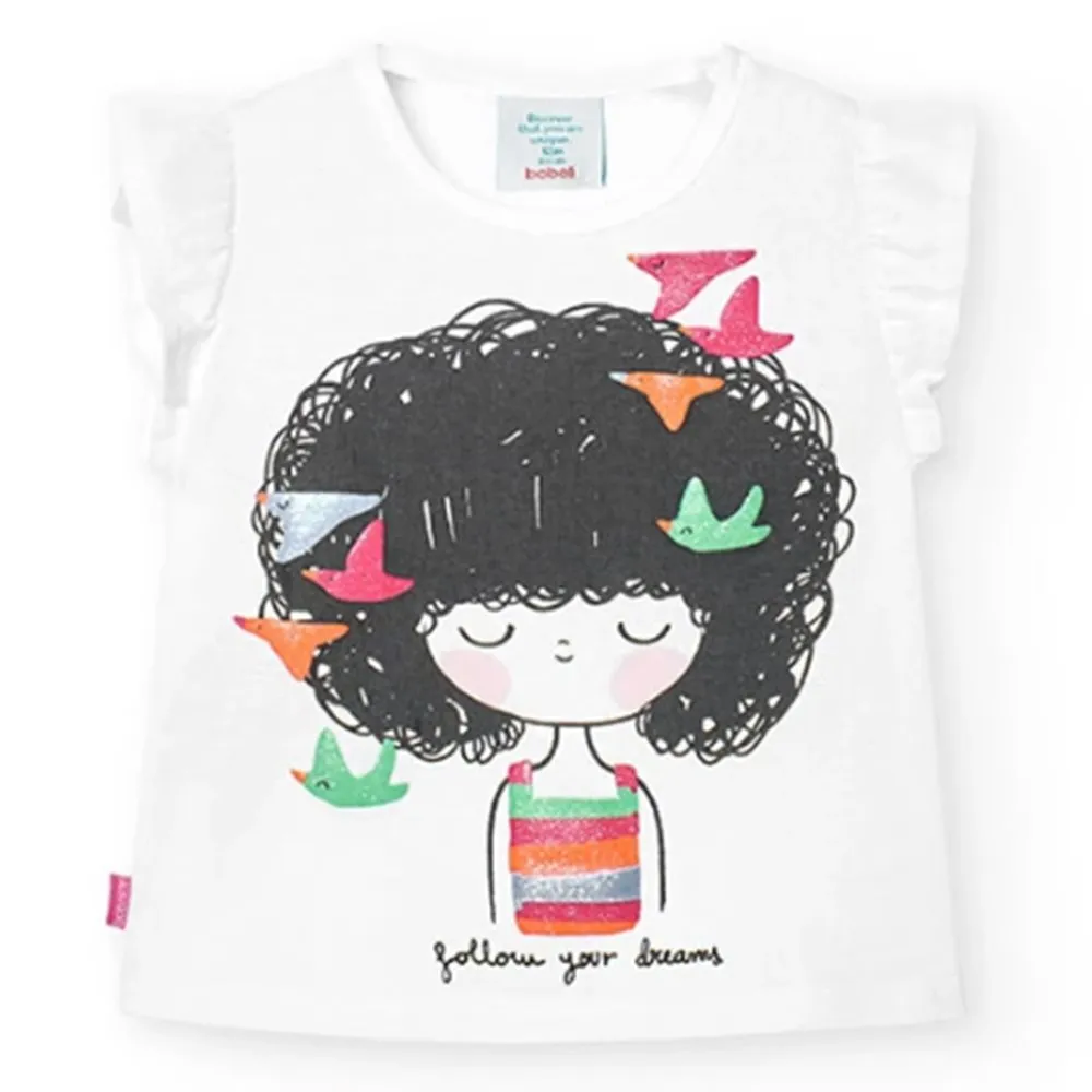 Camiseta Punto Manga Corta Boboli 218124 BLANCO CORDONETS