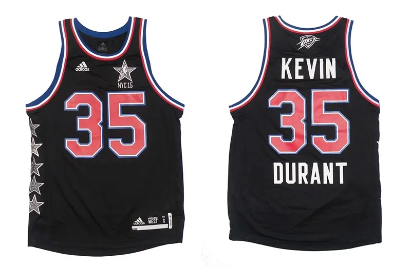 Camiseta Réplica Kevin Durant All Star West NYC 15 (negro/rojo/blanco)