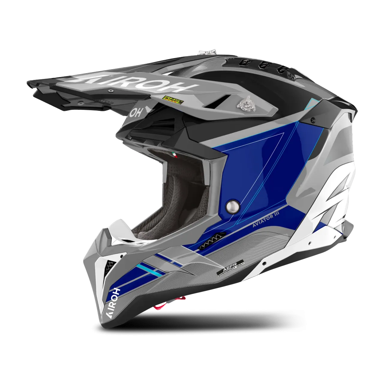 Casco de Cross Airoh Aviator 3 Saber Azul Brillante