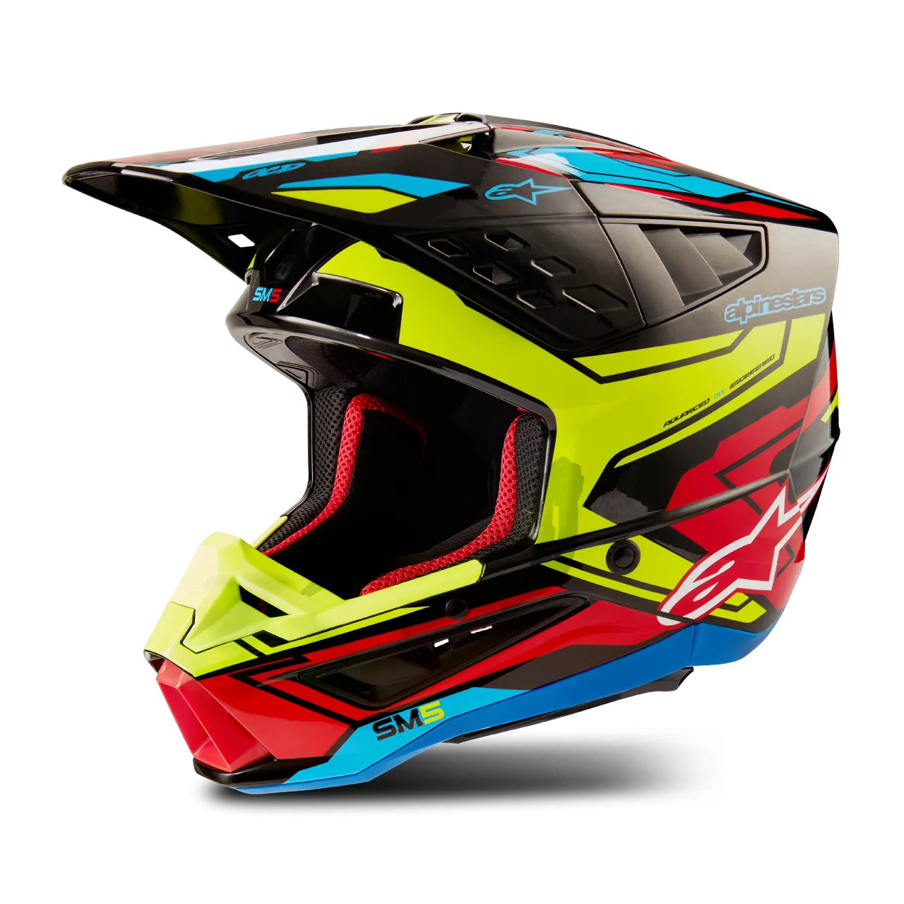 Casco de Cross Alpinestars SM5 Action 2 Negro-Amarillo-Rojo