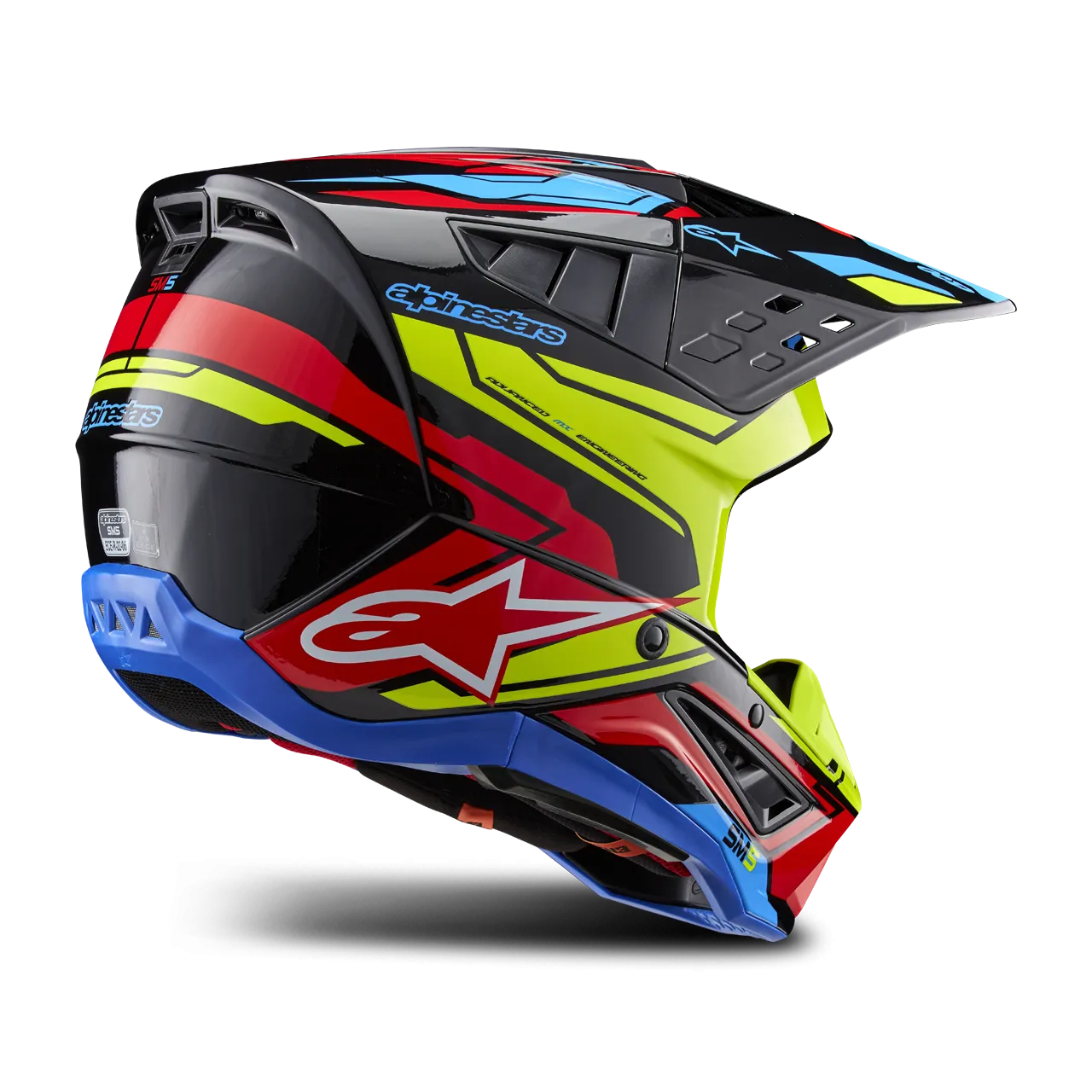 Casco de Cross Alpinestars SM5 Action 2 Negro-Amarillo-Rojo