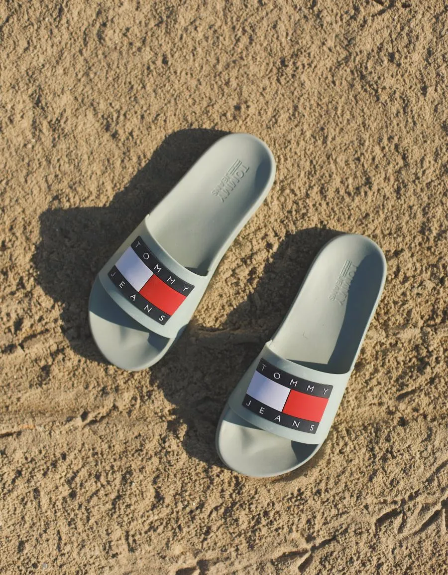 Tommy Hilfiger Men's Pool Slides in Khaki