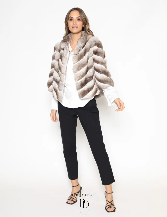 Natural Beige Chinchilla Jacket - Flaca-Chin